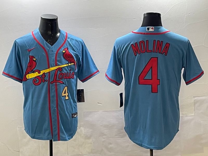Men St.Louis Cardinals #4 Molina Light Blue Game 2025 Nike MLB Jersey style 2->st.louis cardinals->MLB Jersey